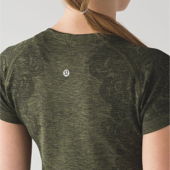 Lululemon Swiftly Tech Short Sleeve Crew Camo Dark Olive Brave Olive Size 4 - Picture 4 of 11